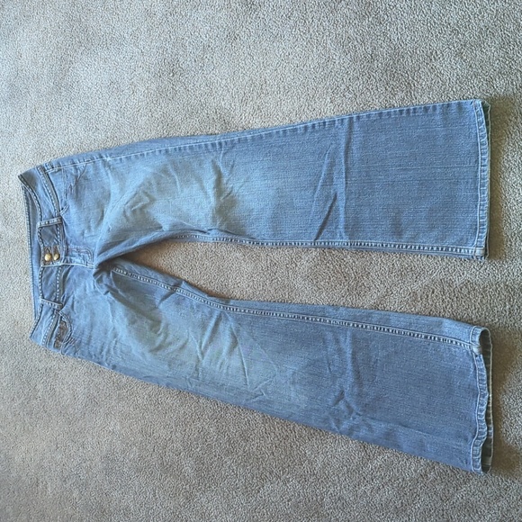 Leather trimmed flare leg jeans - Picture 2 of 10